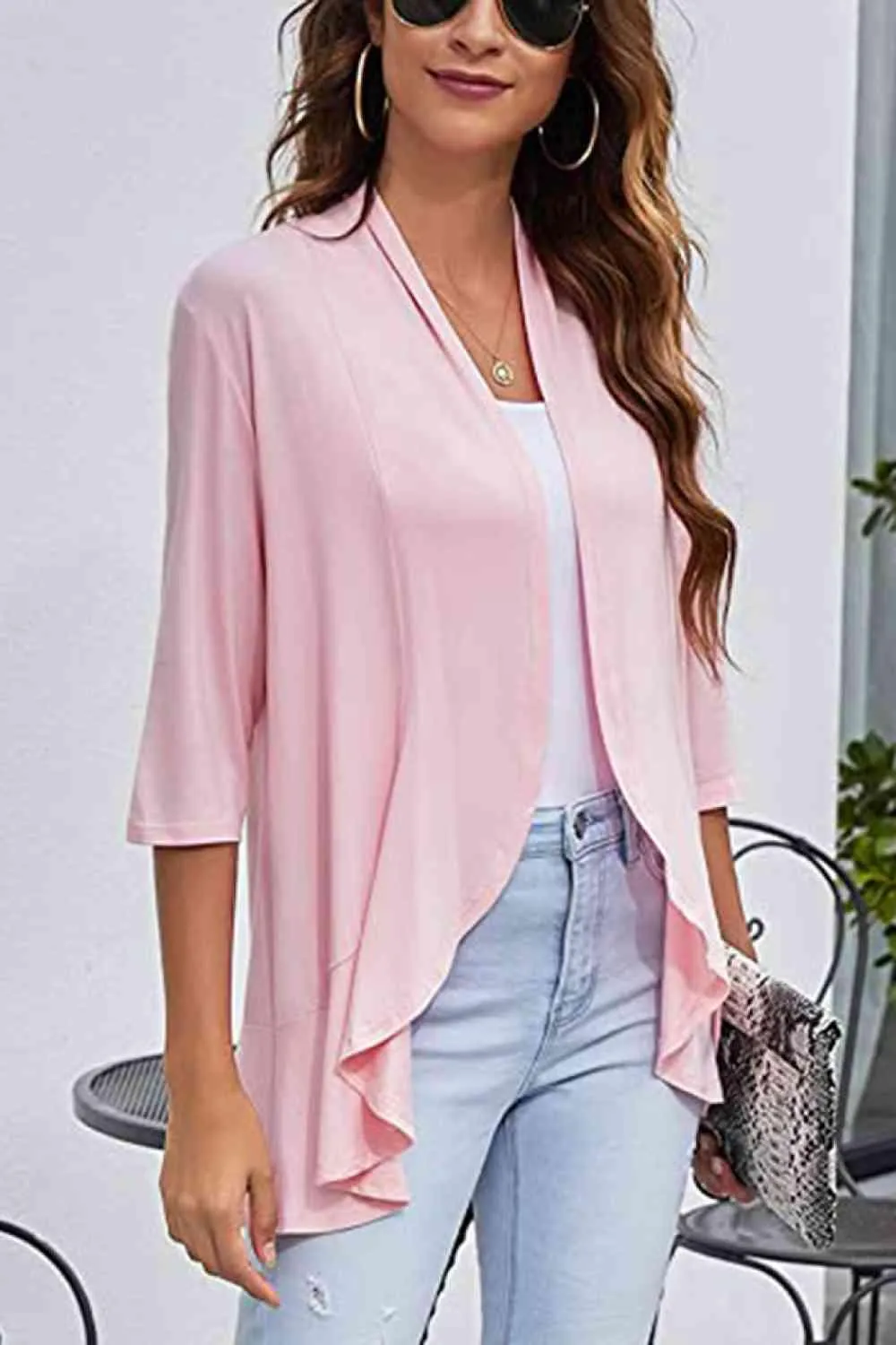 Warm Hug Ruffle Trim Open Front Cardigan