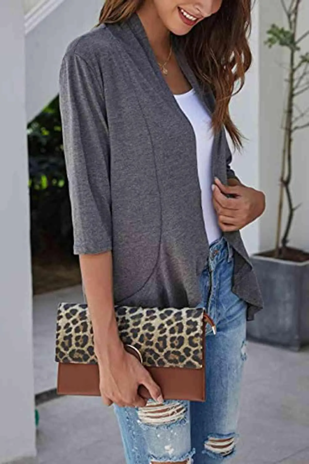 Warm Hug Ruffle Trim Open Front Cardigan