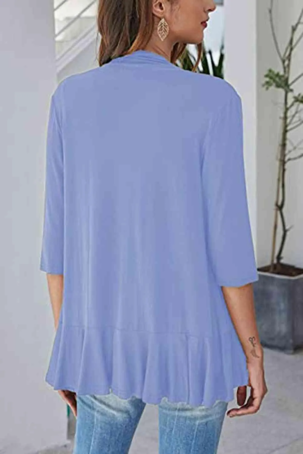 Warm Hug Ruffle Trim Open Front Cardigan