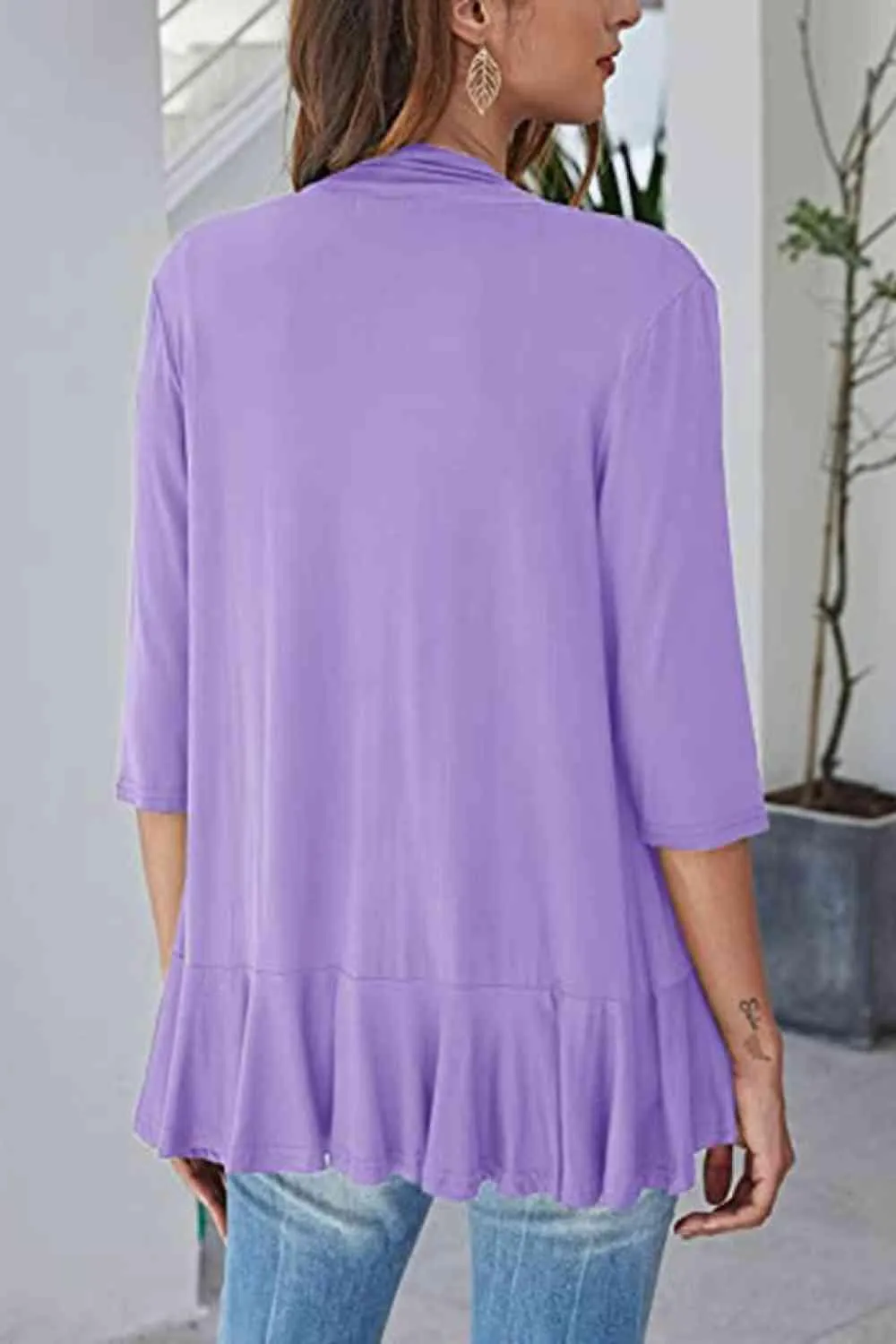 Warm Hug Ruffle Trim Open Front Cardigan