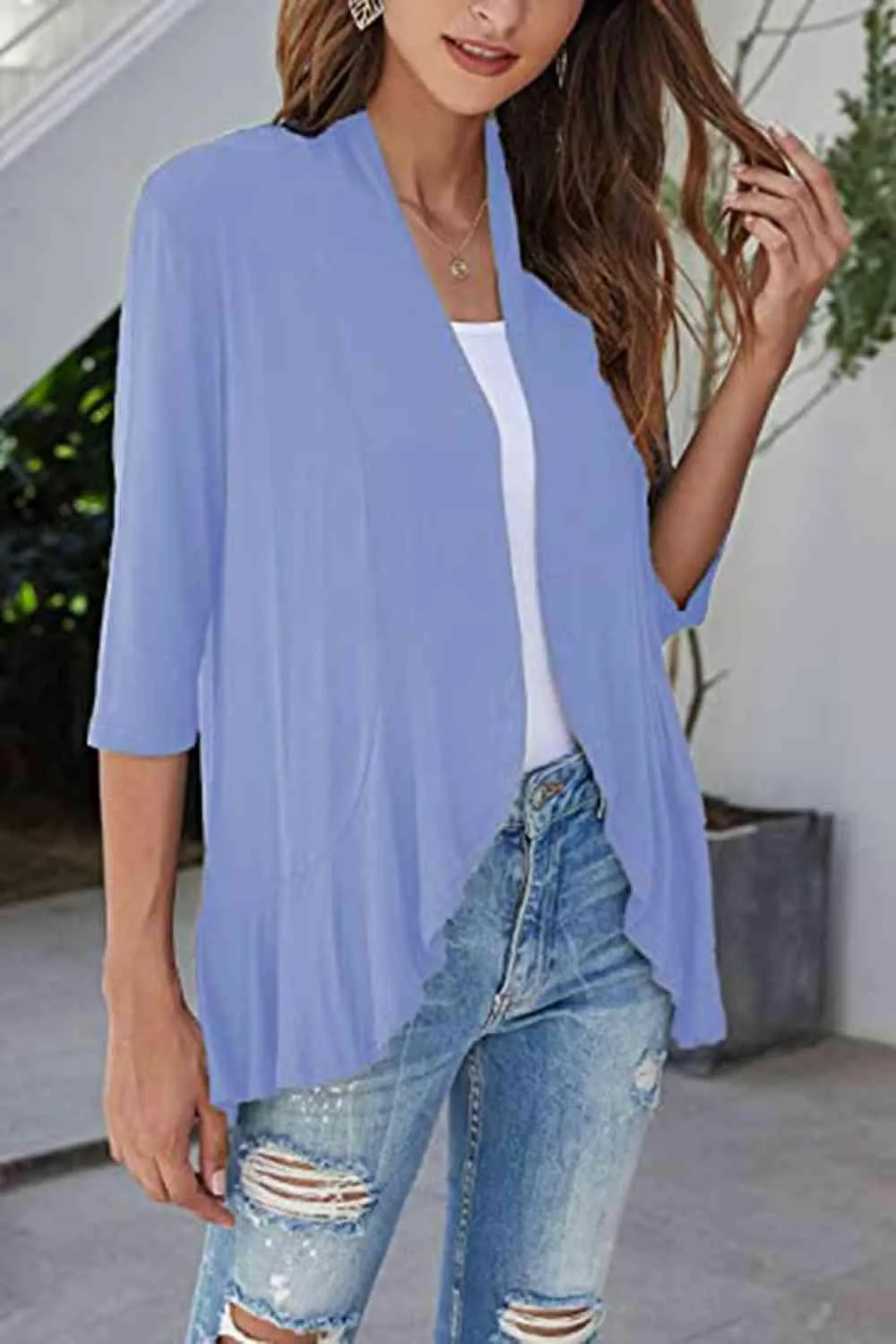 Warm Hug Ruffle Trim Open Front Cardigan