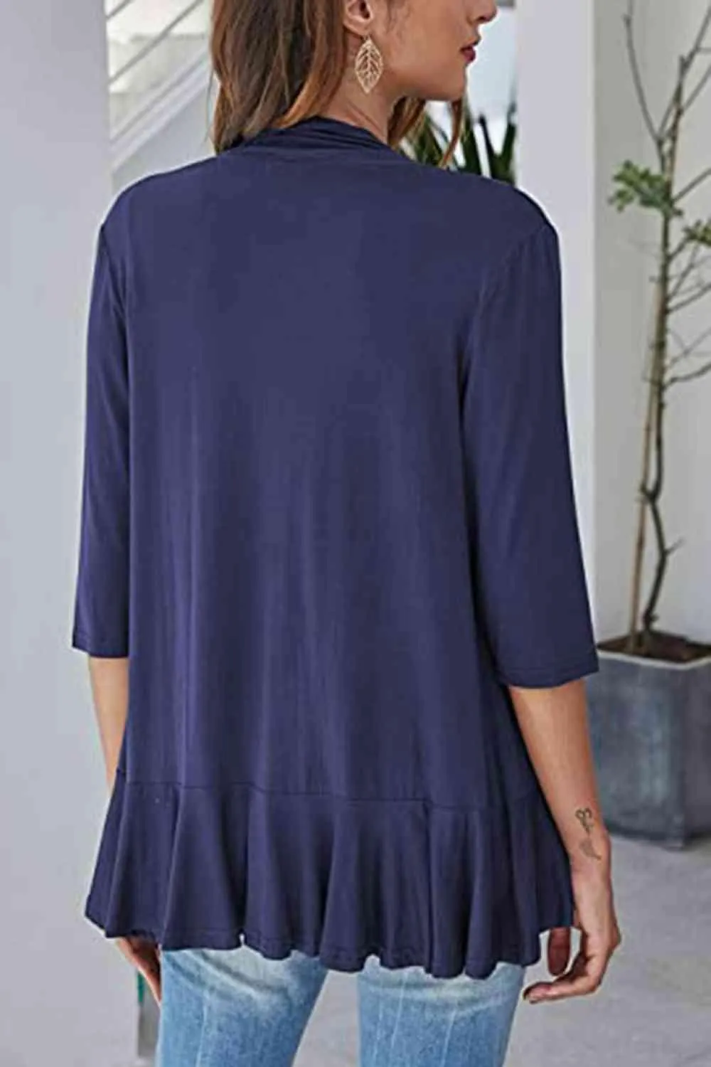Warm Hug Ruffle Trim Open Front Cardigan