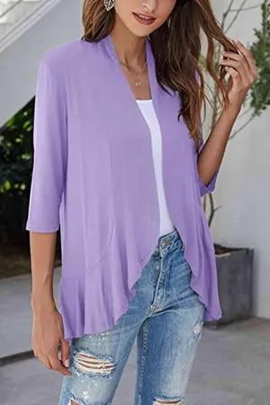 Warm Hug Ruffle Trim Open Front Cardigan