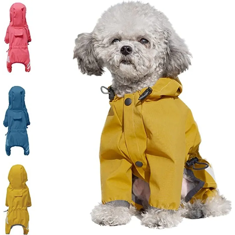 Waterproof Puppy Dog Raincoats With Hood With Leash Hole