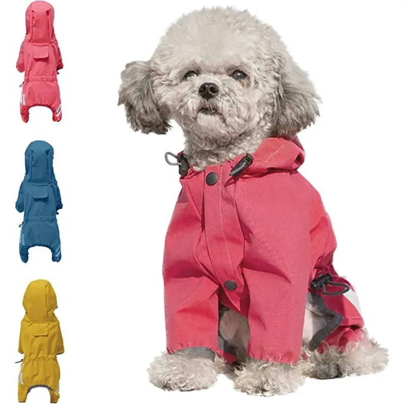 Waterproof Puppy Dog Raincoats With Hood With Leash Hole