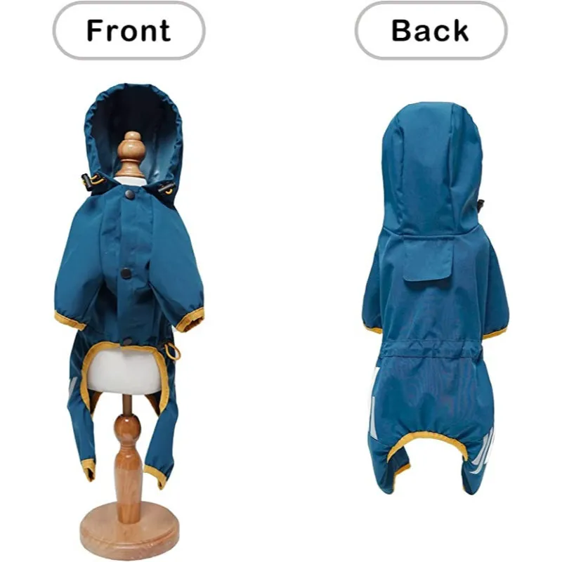 Waterproof Puppy Dog Raincoats With Hood With Leash Hole