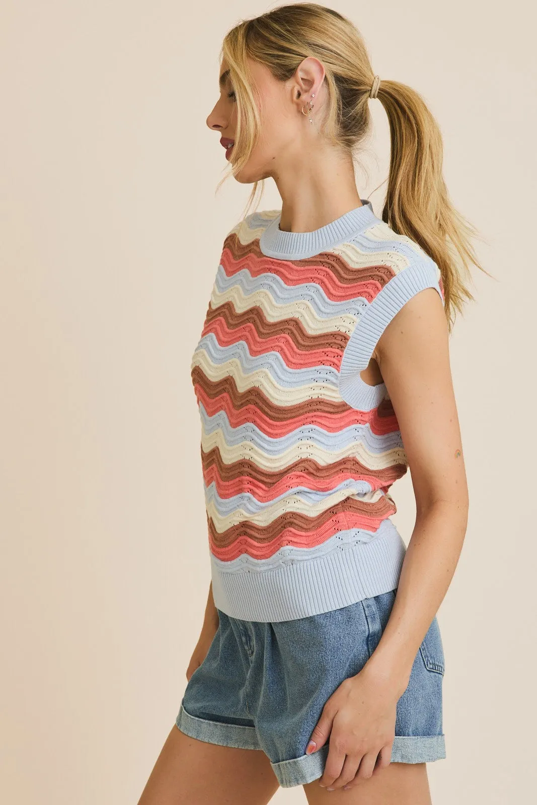 Wave Stripe Crochet Top