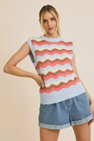 Wave Stripe Crochet Top