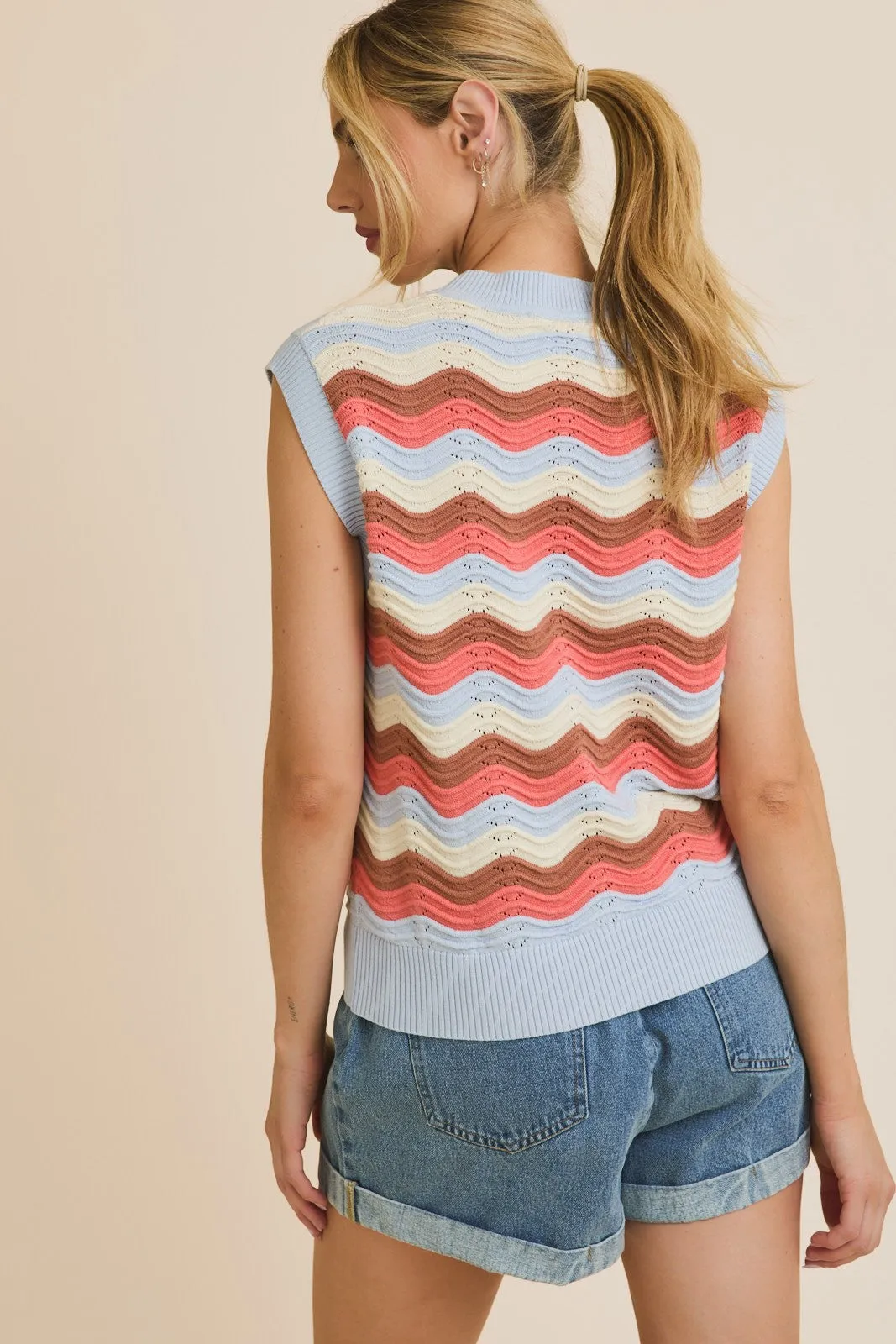 Wave Stripe Crochet Top