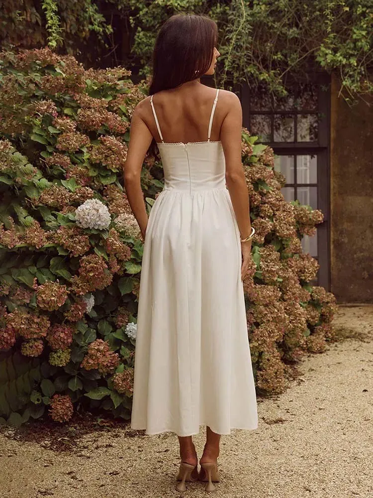 Women's A-Line Dress - Bustier Bodice - Spaghetti Straps - Elegant Formal Wear