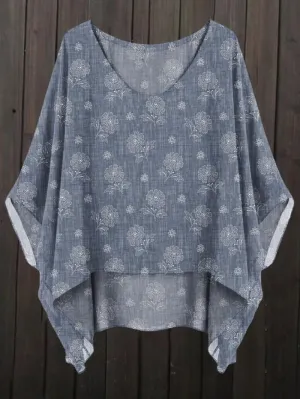 Women's Flower Art Pattern Print Casual Breathable Top