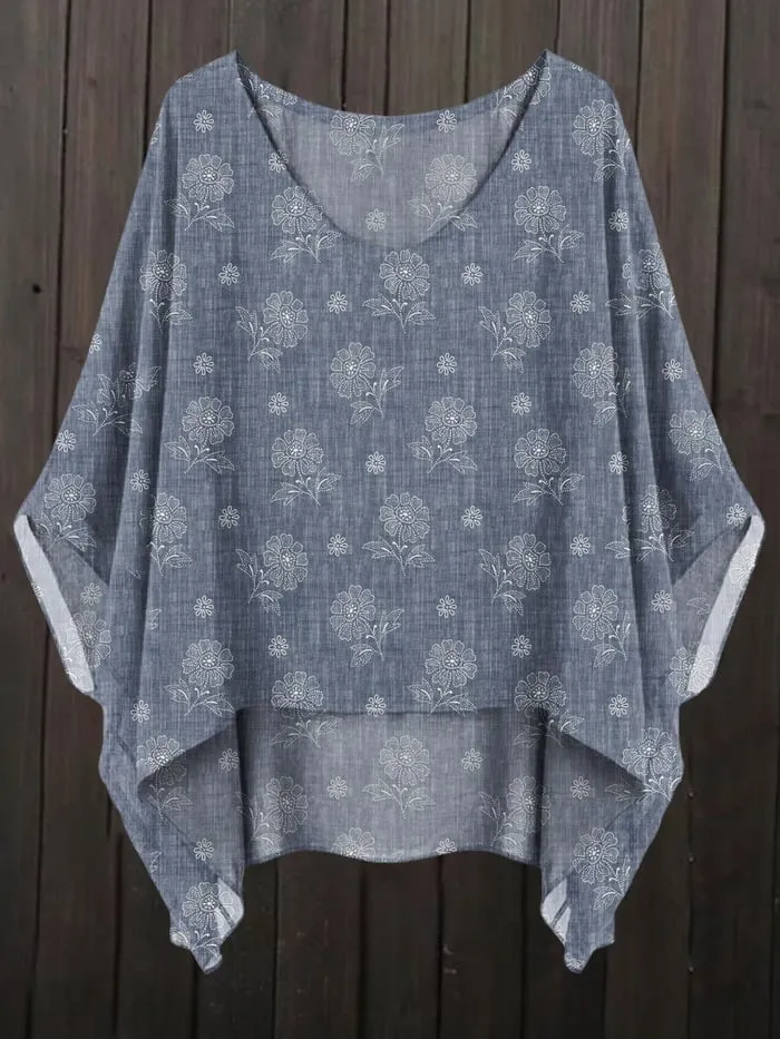 Women's Flower Art Pattern Print Casual Breathable Top