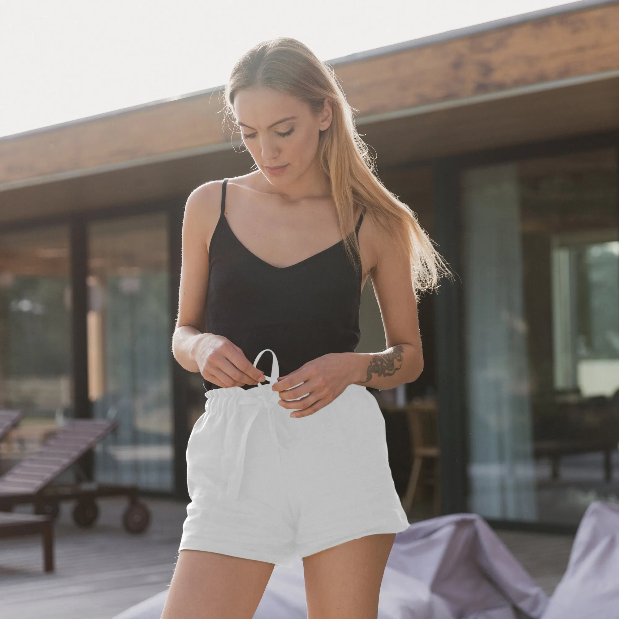 Women's linen shorts mineral grey - Luana
