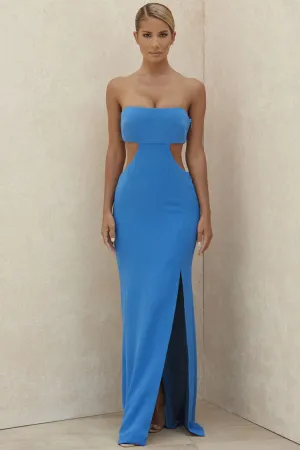 Womens Maxi Dress  Strapless Slim Fit  High Slit  Side Cut-Outs  Formal Wear