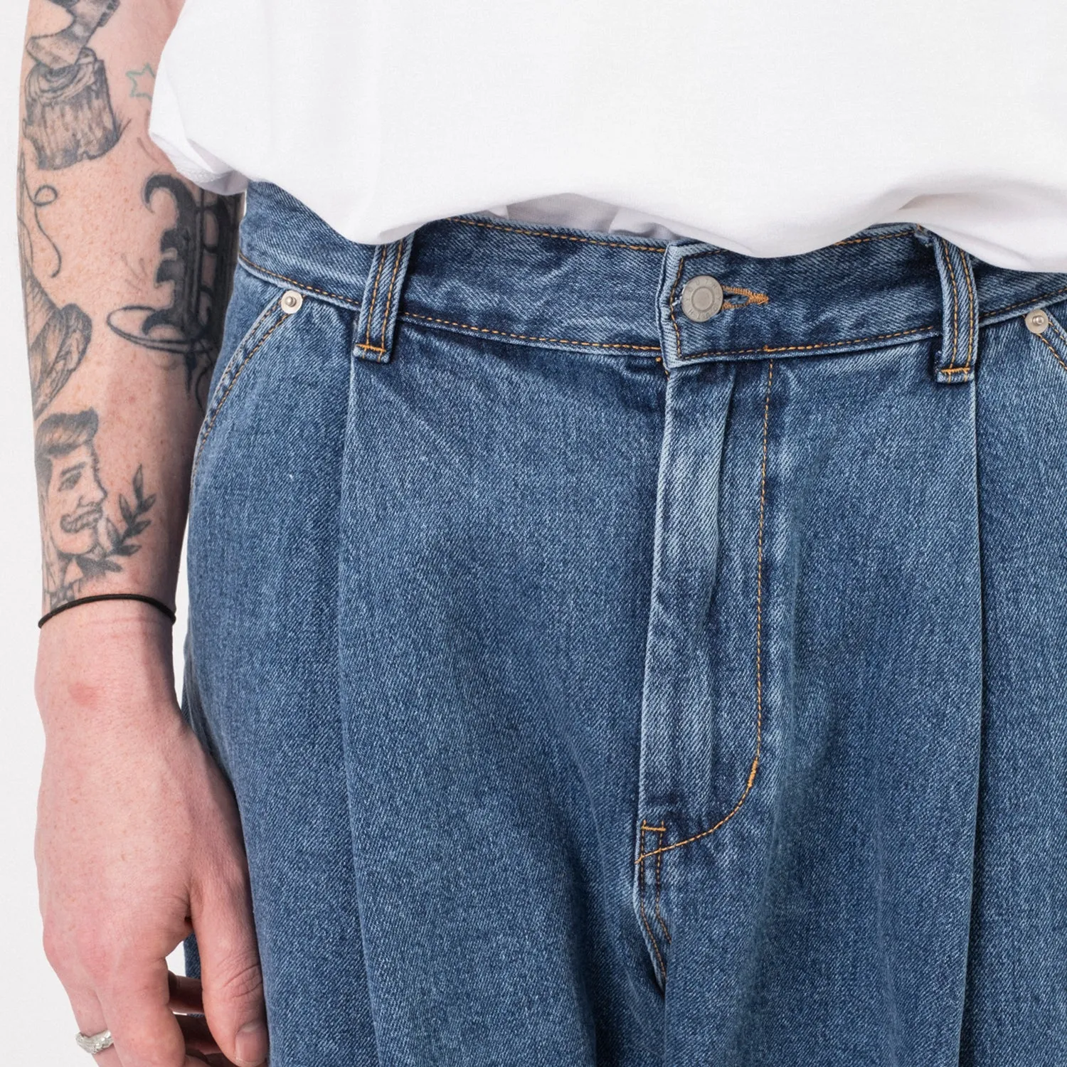 [YOUTH] STRUCTURED WIDE DENIM PANTS _ MEDIUM BLUE
